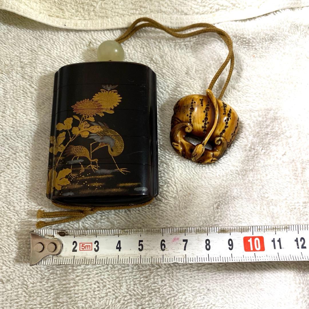 A-2 印籠　金蒔絵　装飾品　アンティーク　美術品　工芸品　漆芸　漆器　木箱付き