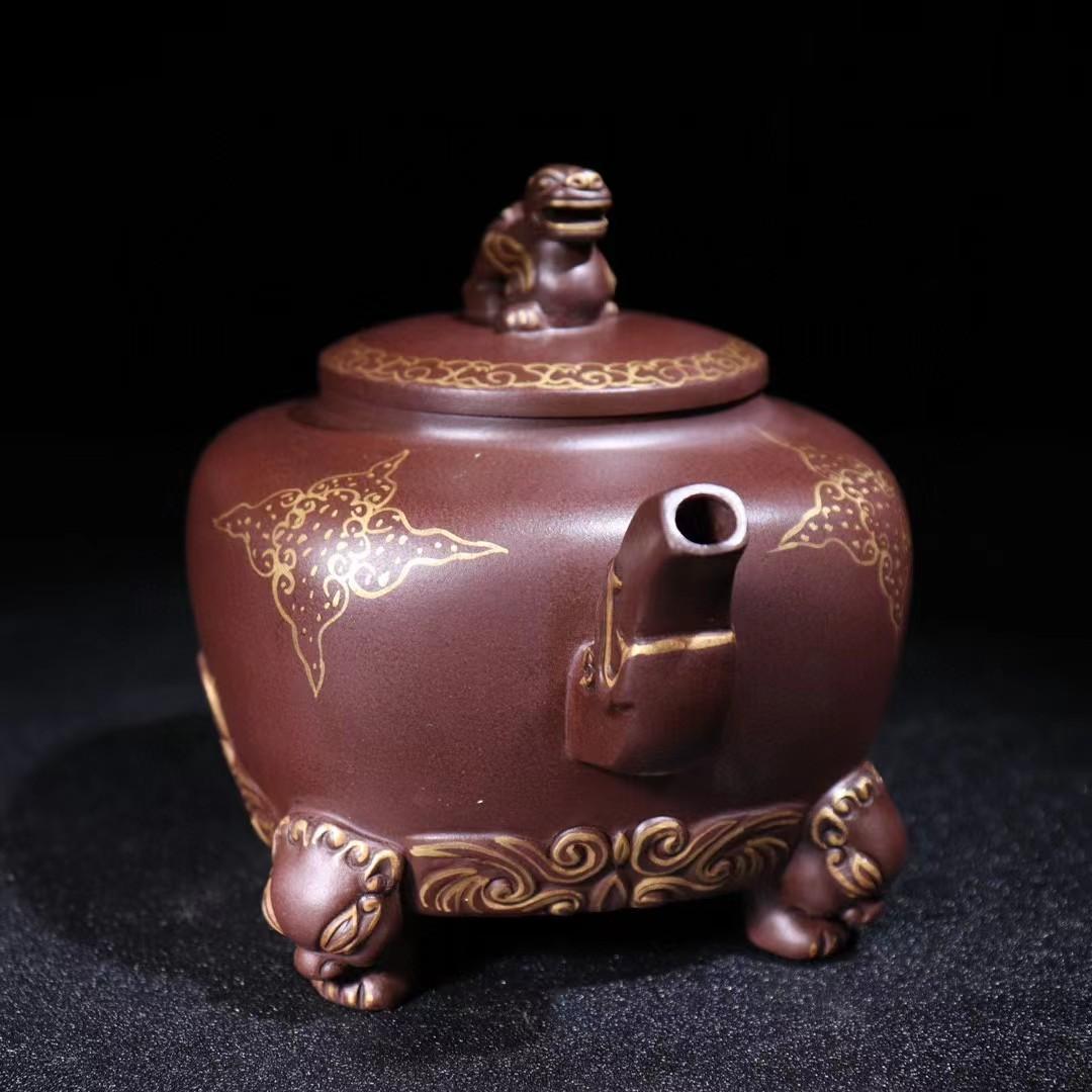 中国古美術・全身正気紫砂壺・底款徐漢棠紋・宜興原鉱・紫泥急須・茶壺・茶道具・置物