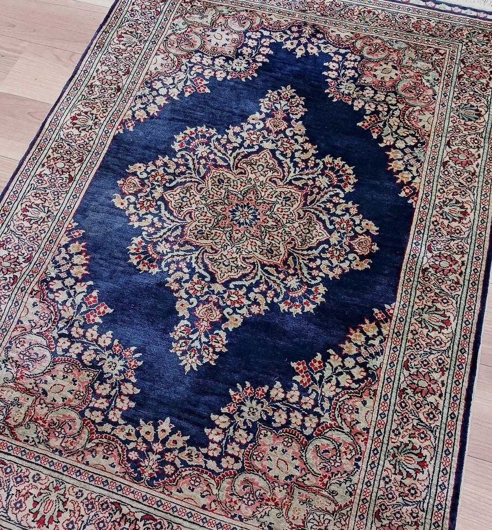 Y2756 トルコ絨毯 カイセリ シルク100% 手織り 135×91㎝