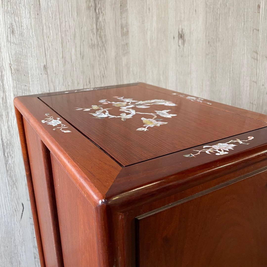 螺鈿細工 らでんざいく 小箪笥 5段チェスト 花梨 アンティーク 骨董品