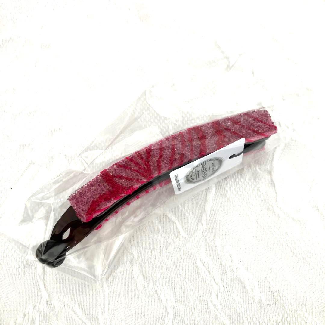 【未使用】コンプレックス ビズ スワロフスキー　バナナクリップ ピンク 赤