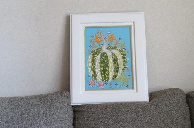 ほこのきしんきち　かぼちゃ　油彩額　真作