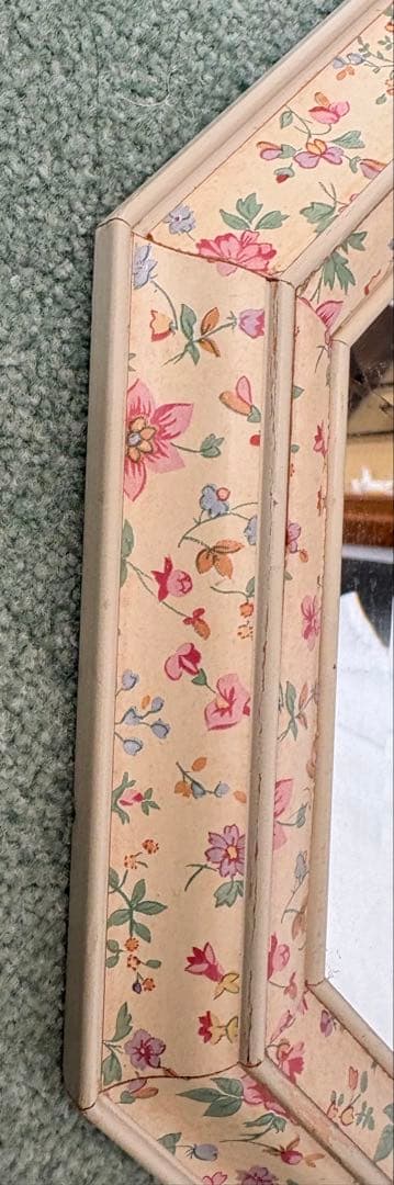 イタリア製アンティーク花柄八角形ミラー