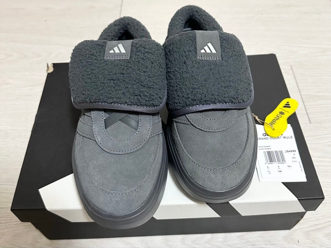 【韓国限定】adidas グランドコートミュール　グレー　スリッポン　24.5