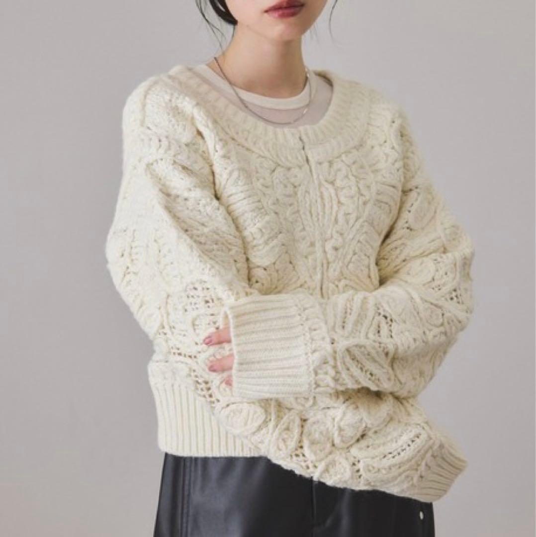 アダムエロペ コードレースパターンニットカーディガン