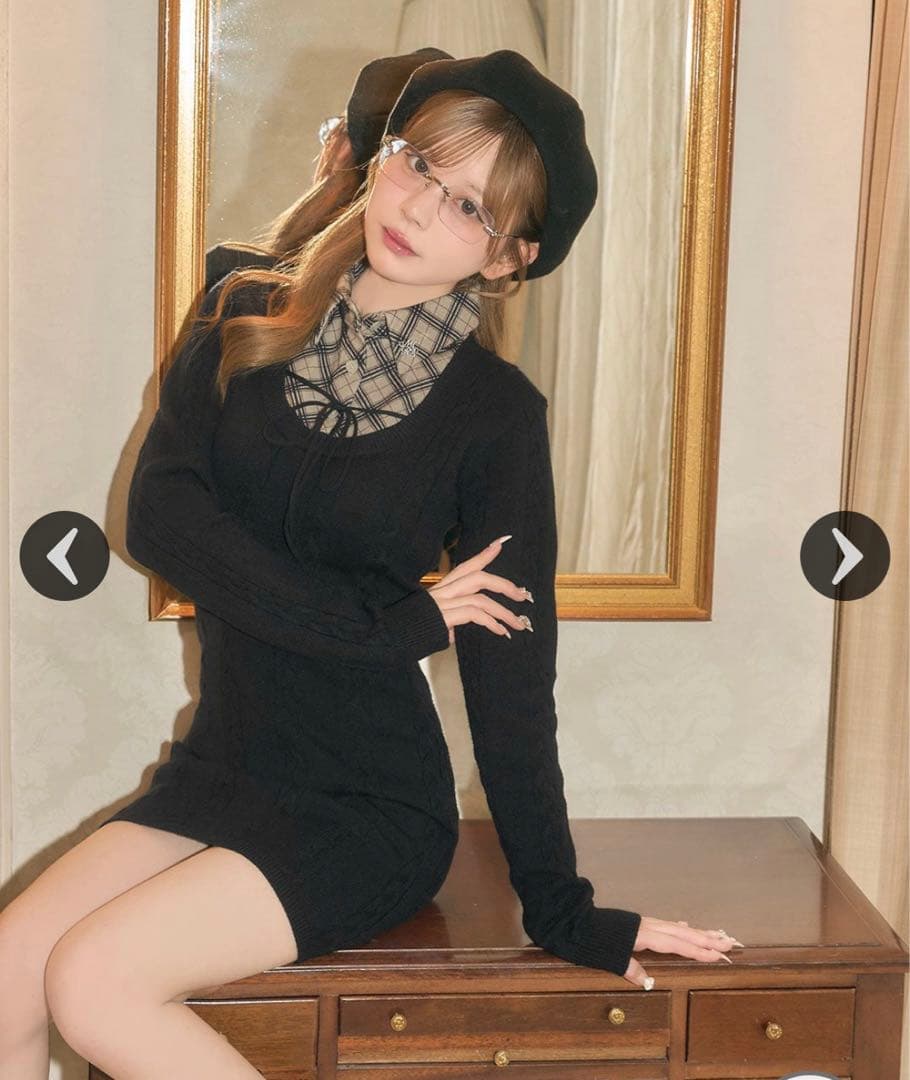 ミシェルマカロン ♡ シャツレイヤード風ニットワンピース