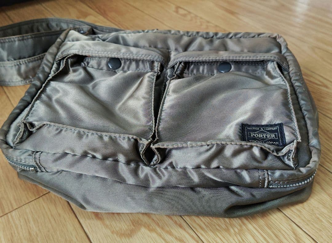 希少 廃盤 PORTER タンカー ショルダーバッグ 2層 グレー 玉虫色 茶