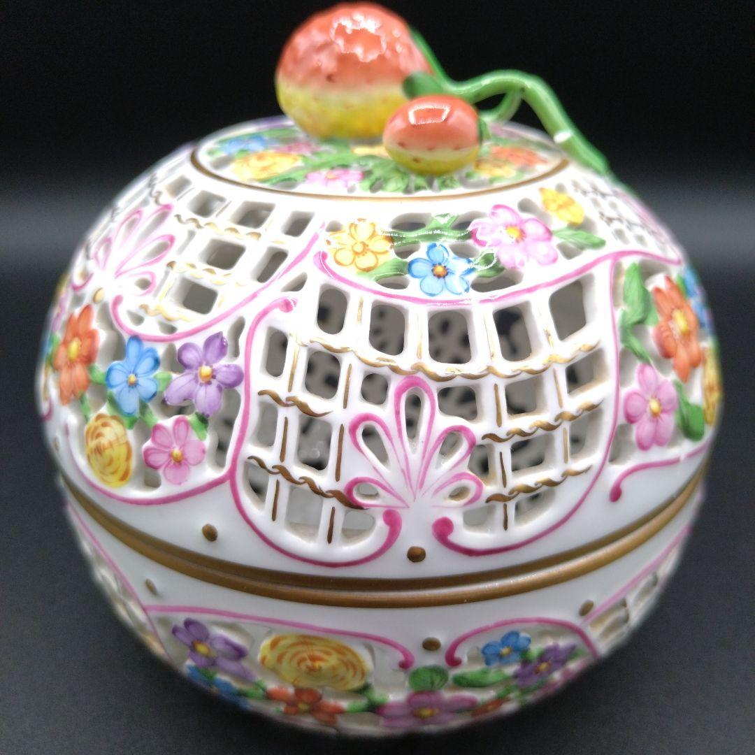 ヘレンド ボンボニール 金彩 透かし オープンワーク