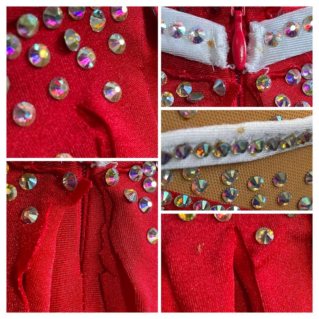 社交ダンス　ラテンダンス　ドレス衣装　赤　S1118