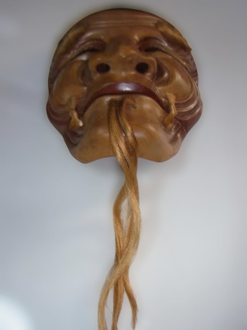 木製翁の面能面装飾品