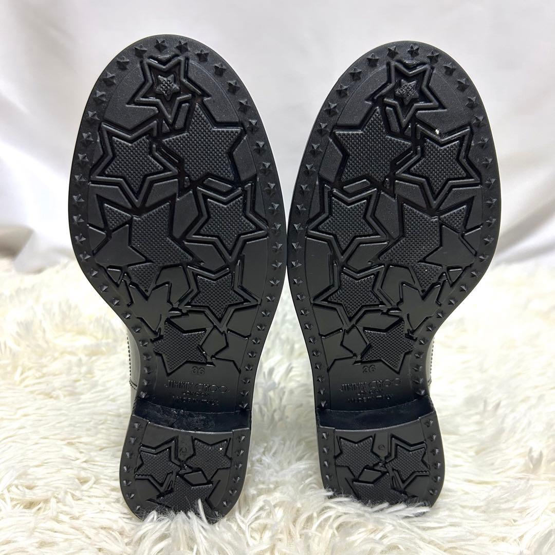 極美品　ジミーチュウ　長靴　レインブーツ　ブラック　エナメル　36 サイドロゴ