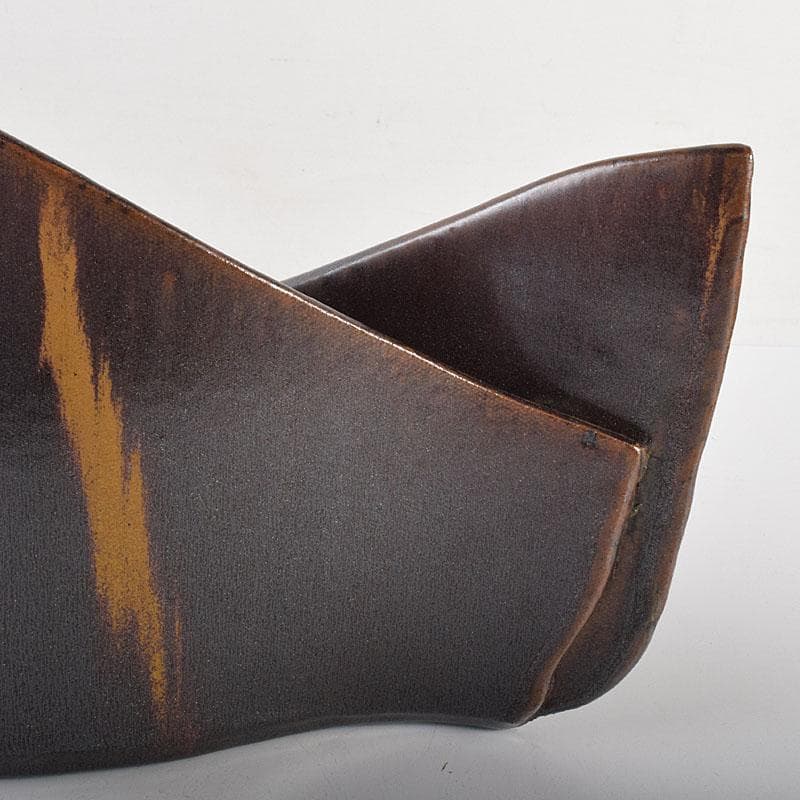 瀬戸焼　今野登志夫作　古瀬戸花器　共箱　V　7170C