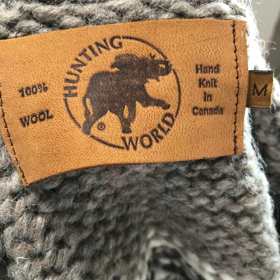 ハンティングワールド　カウチンセーター　M　ウール100　カナダ製