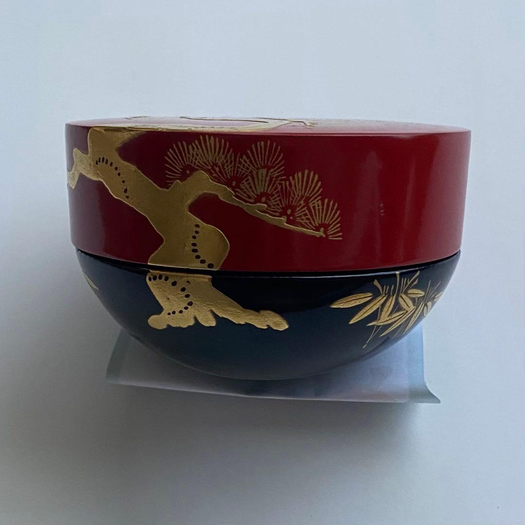 棗　甲赤　老松蒔絵　秀甫