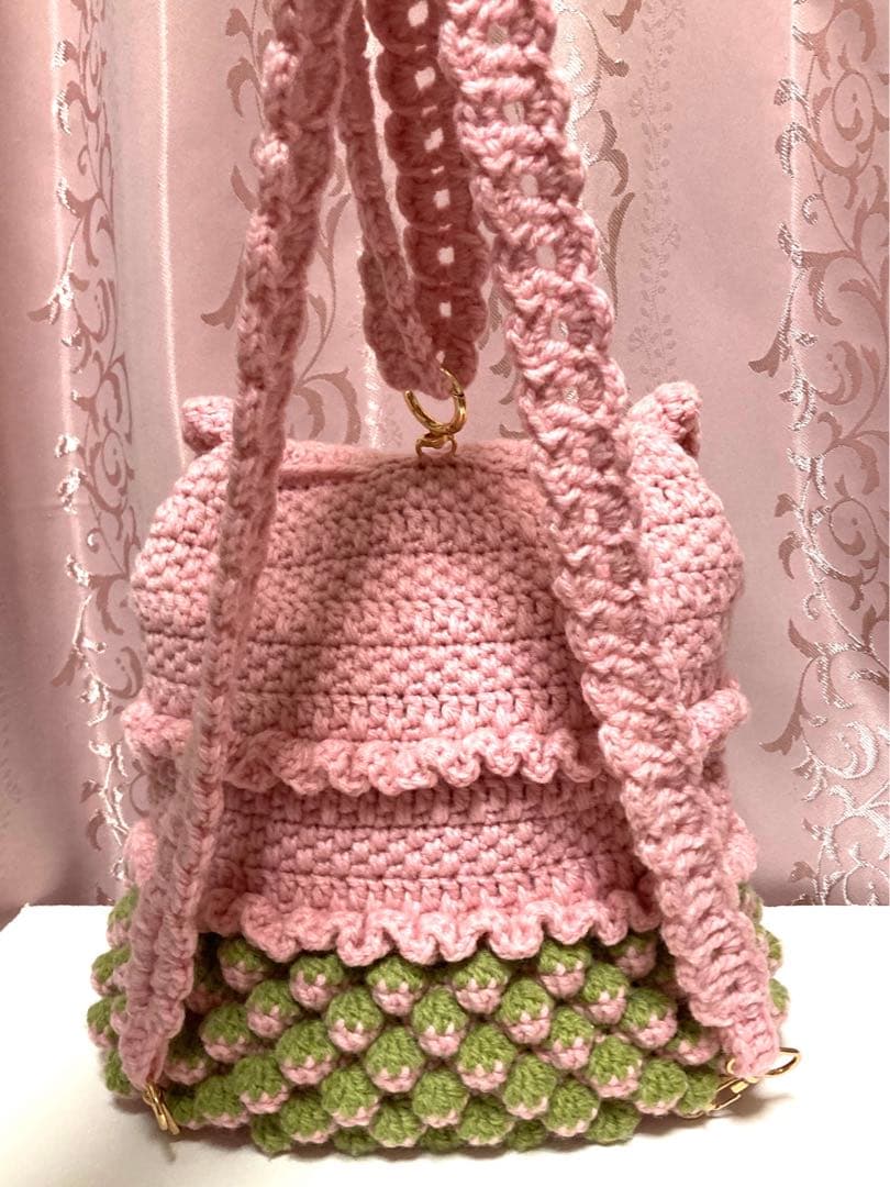♥️手編み♥️ハンドメイド　リュックバッグ♥️いちごバッグ♥️巾着バッグ♥️