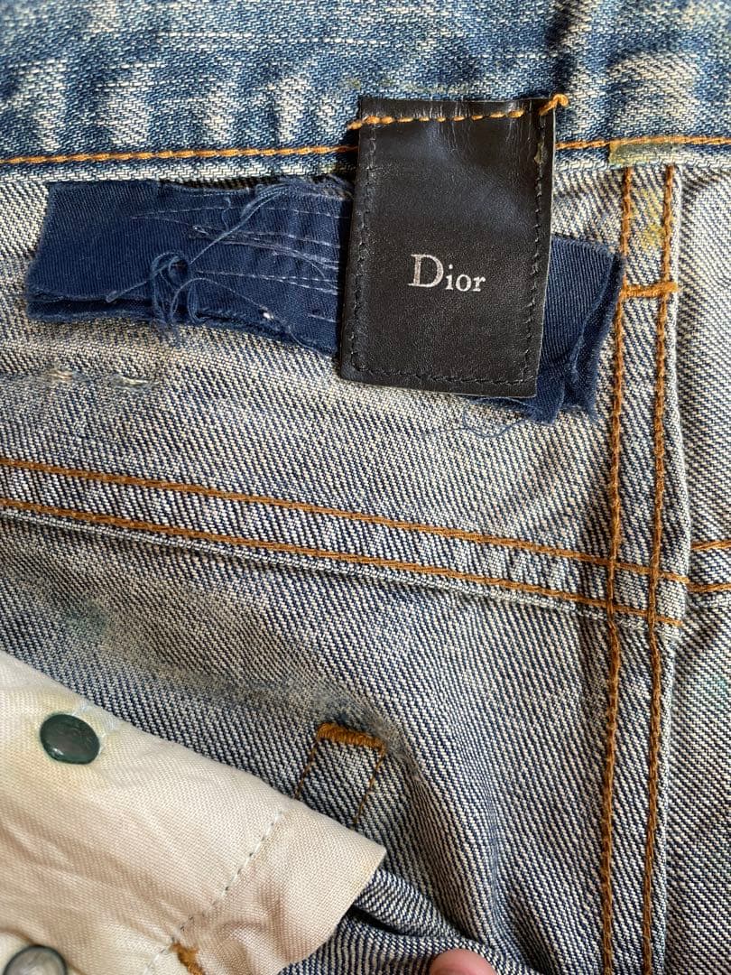希少　エディ期初期dior homme ラスターコーティングデニム　爪痕