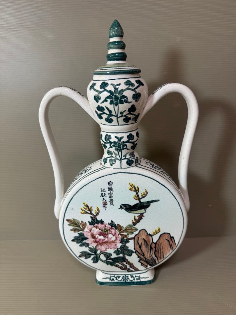 2714 中国骨董　花鳥文　壷　時代物