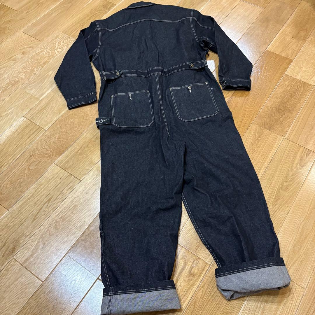 希少 極美品 SEAN JOHN オーバーオール M 黒デニムツナギ刺繍 当時物