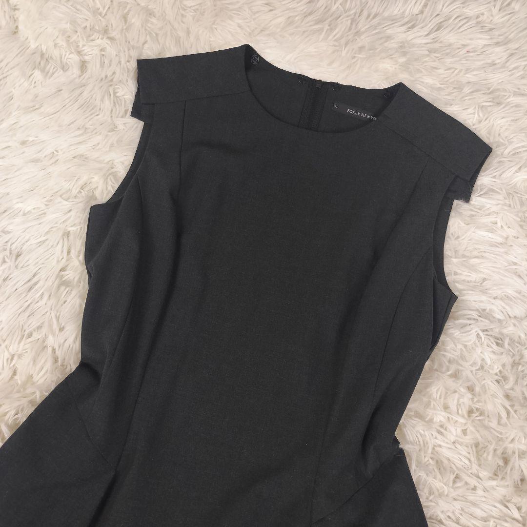 FOXEY NEWYORK フォクシー フレアワンピース 40 チャコールグレー