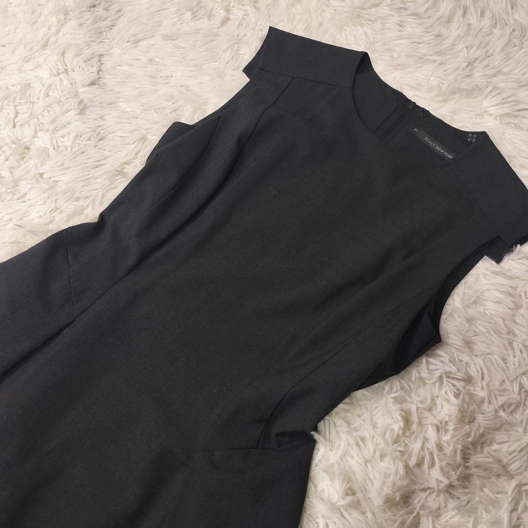 FOXEY NEWYORK フォクシー フレアワンピース 40 チャコールグレー