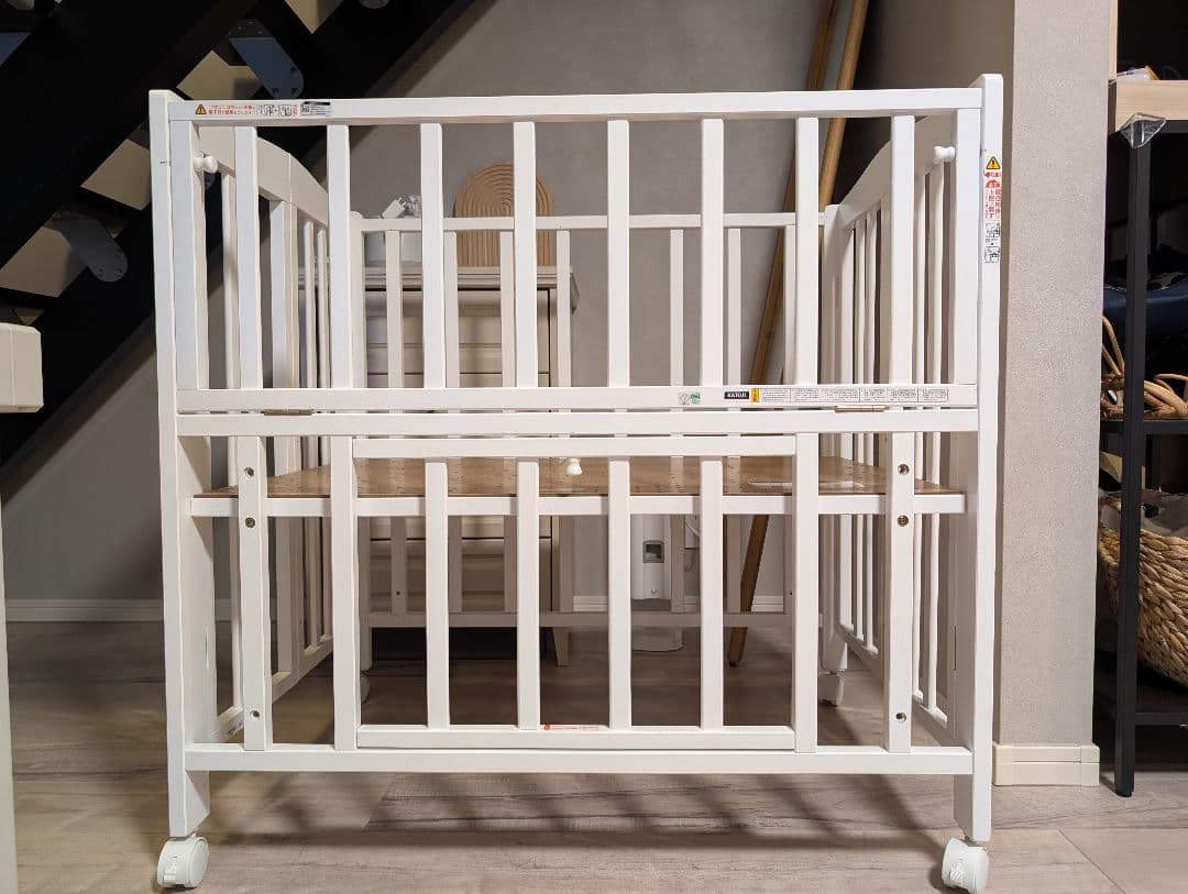 美品♡カトージ ミニベビーベッド 折りたたみ F（ホワイト）