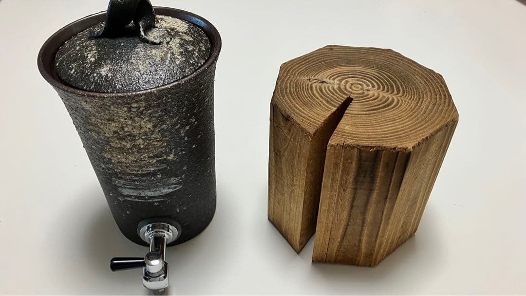 【信楽焼】 焼酎サーバー 陶器製容器と木製台