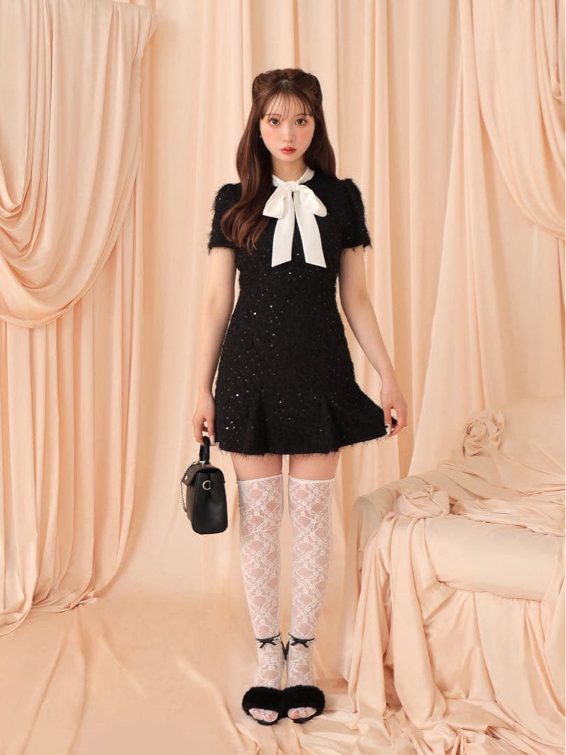 エムミーエメ Feather sequin mini onepiece