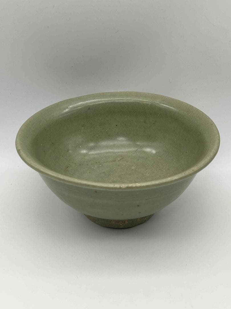 元時代　青磁　龍泉窯碗　青磁茶碗　唐物　古賞物　時代物　旧家蔵出し(D-57)