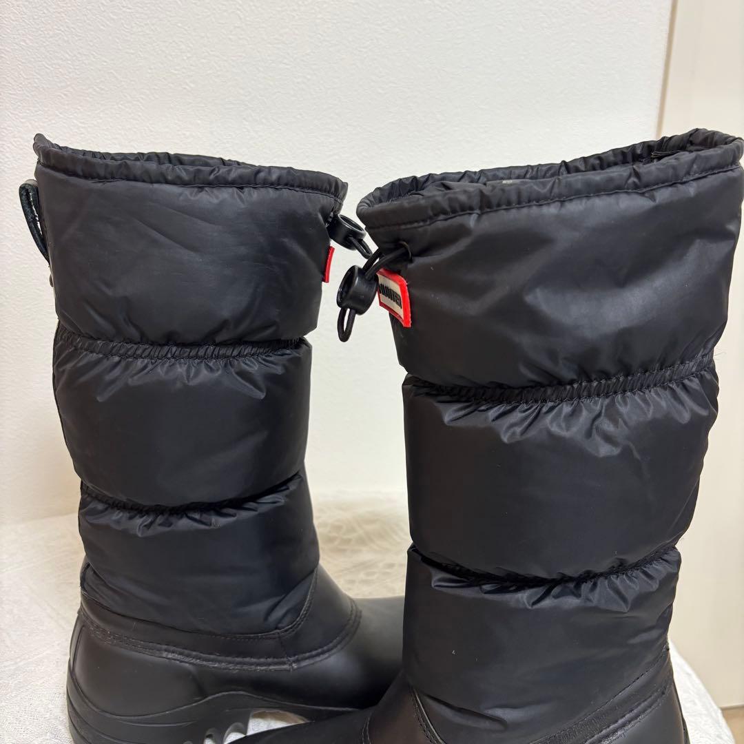 美品HUNTER☆UK4スノーキルトブーツ 黒ハンター23~23.5スノーブーツ