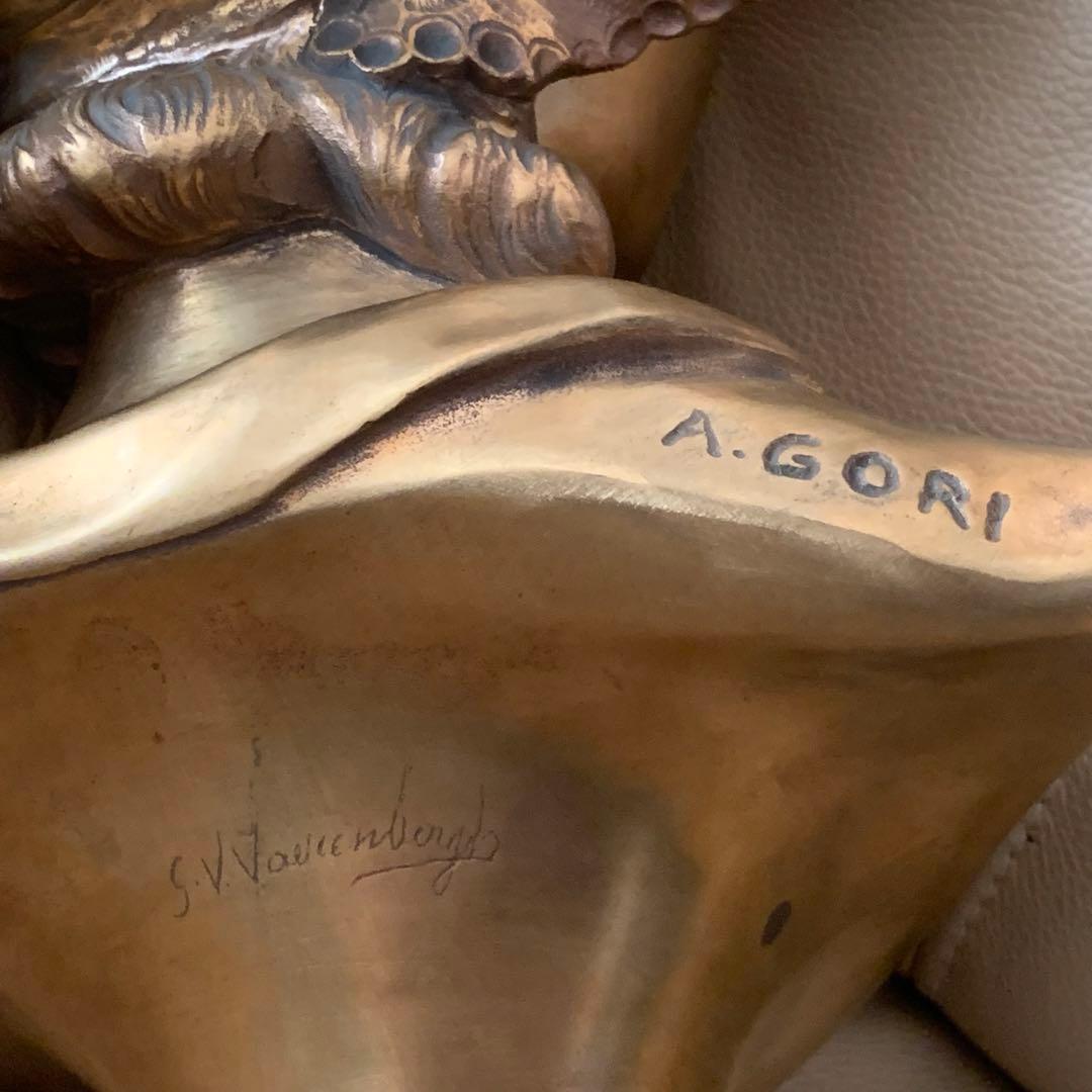 A. GORI ブラス製 女性胸像 約27cm