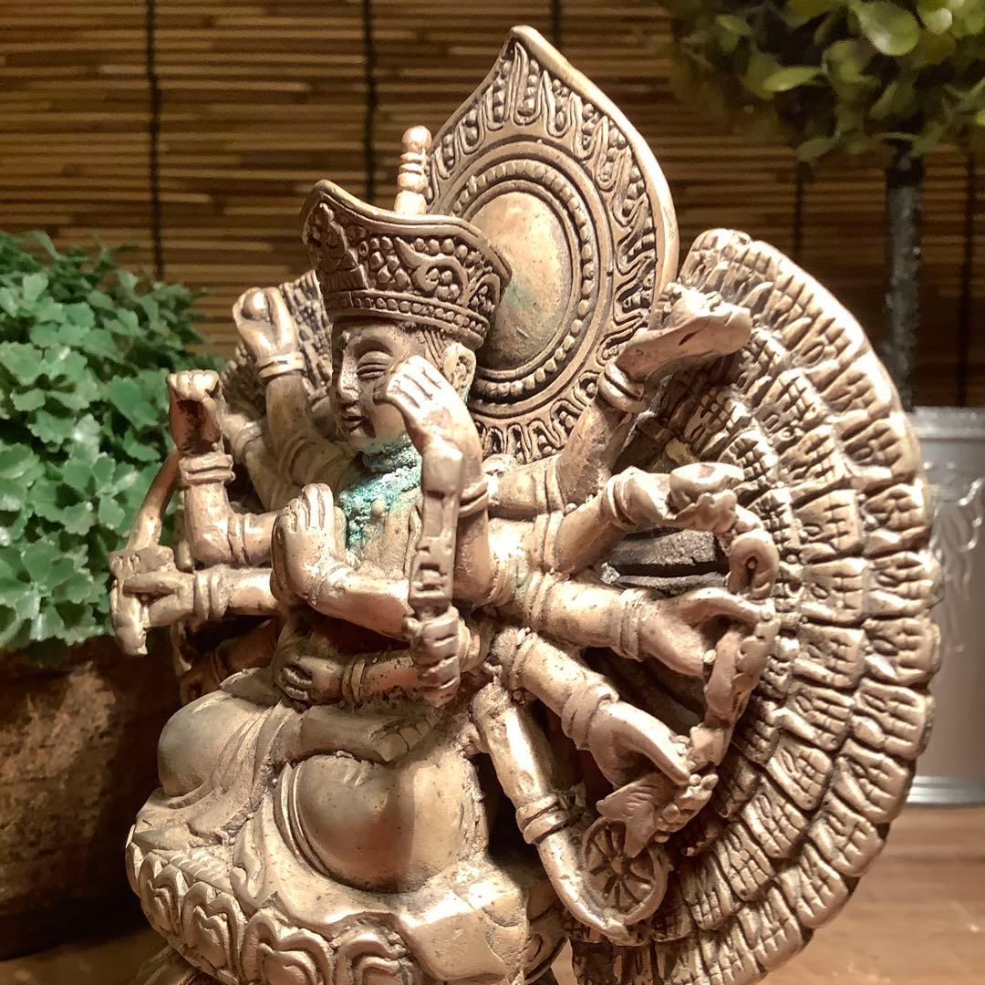 中国・明代「千手観自在菩薩」唐物・六観音一尊・心密言念誦儀軌経・千の御利益・白銅