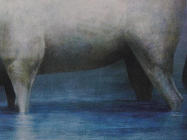 堀晃、【たたずむ刻】、希少な画集画、新品高級額・額装付、状態良好