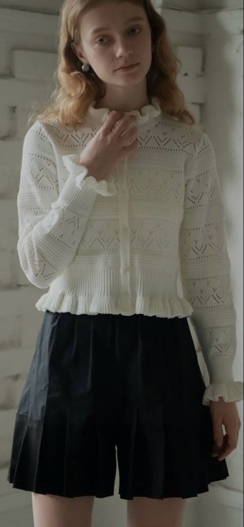 極美品♡trefle+1 ハートクロシェカーディガン　ホワイト