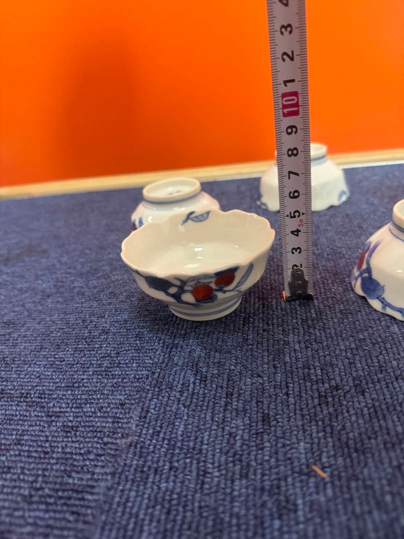 1710 深川製磁　染付柿文　小鉢　5客　8cm