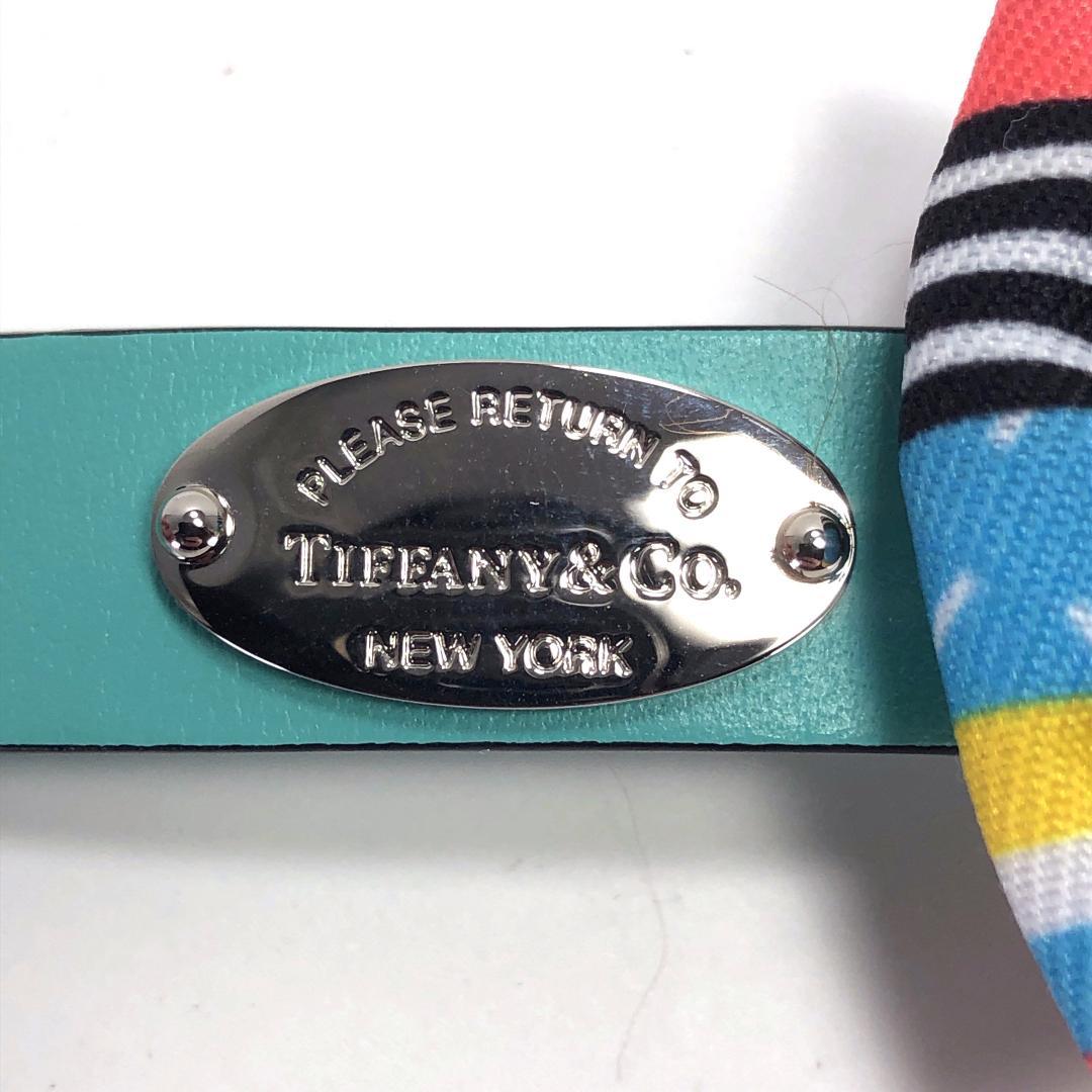 【美品・箱付き】ティファニー／ペット用 アクセサリー レザー 首輪 リボン