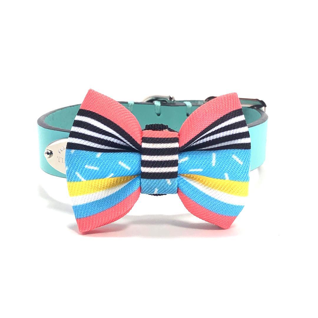 【美品・箱付き】ティファニー／ペット用 アクセサリー レザー 首輪 リボン