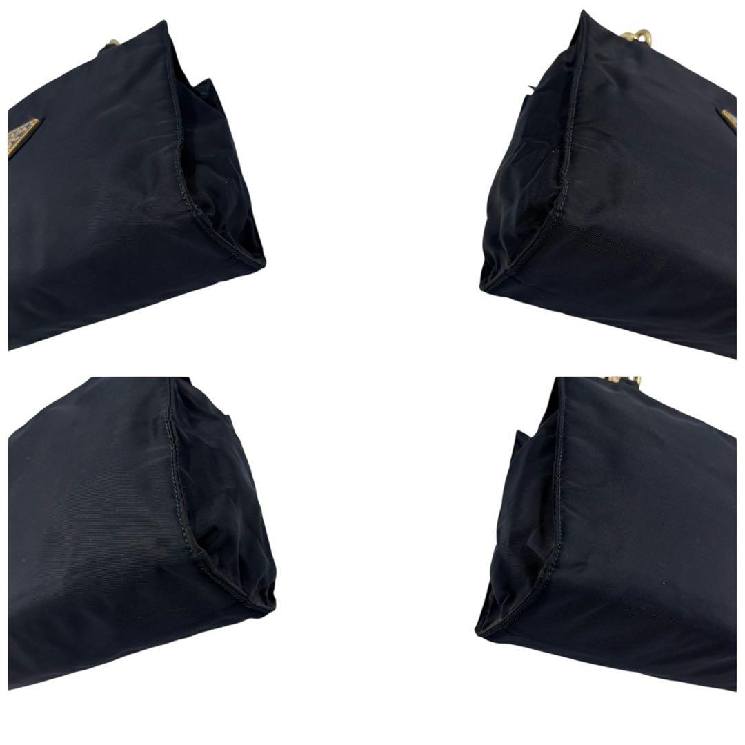 【美品】プラダPRADA ナイロン メタルハンドル ハンドバッグ 黒