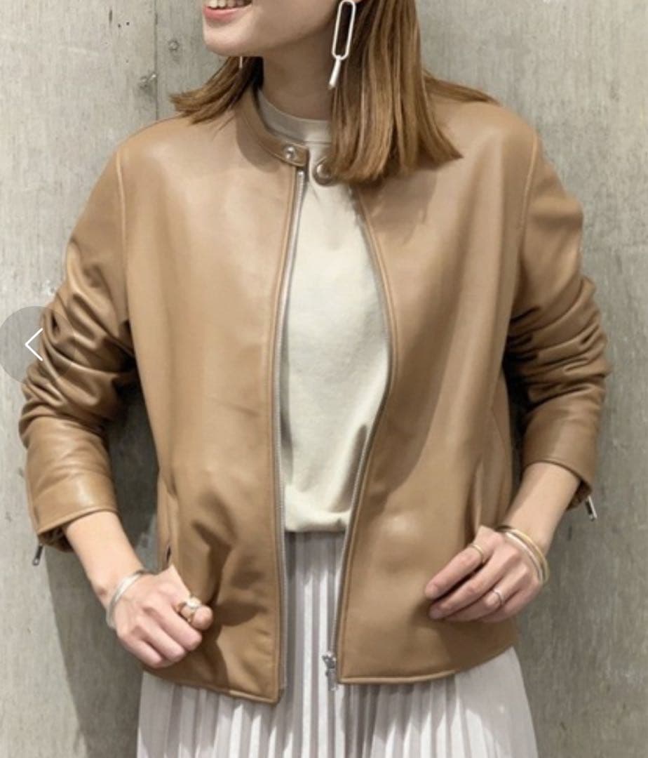 ジャーナルスタンダード　シープレザーシングルライダースブルゾン