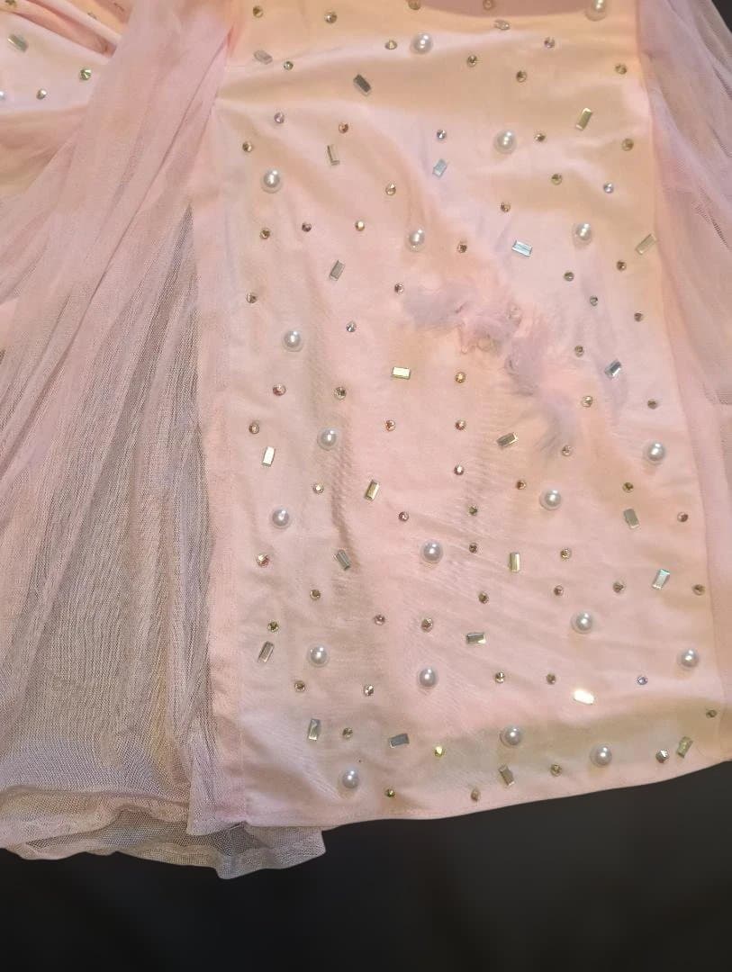 【新品Sale】デザイナーズベリーダンス セットアップ ピンク ビーズ装飾