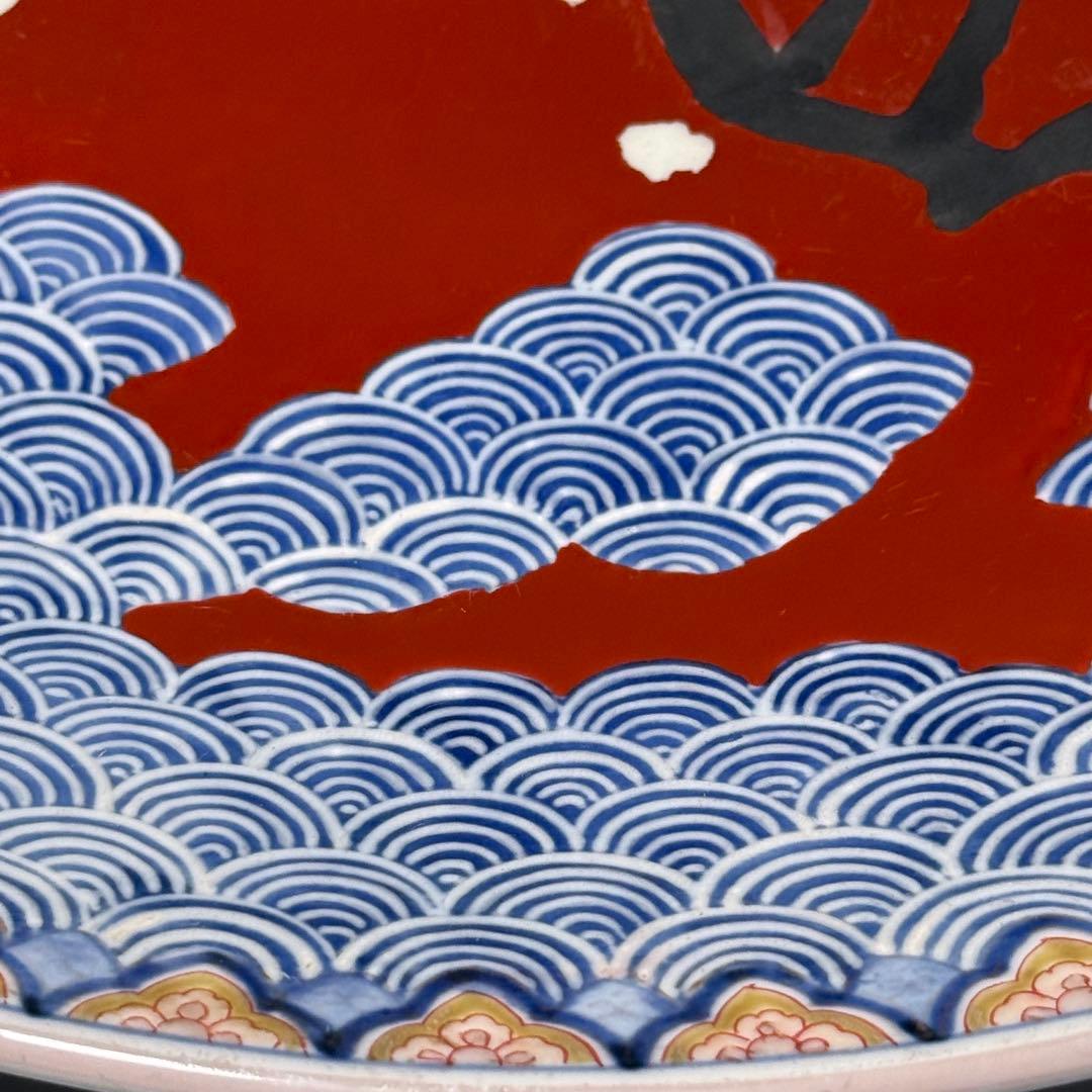 明治後期　オールド深川製磁　美人画　青海波　菩薩　直径39.7cm 　一尺三寸