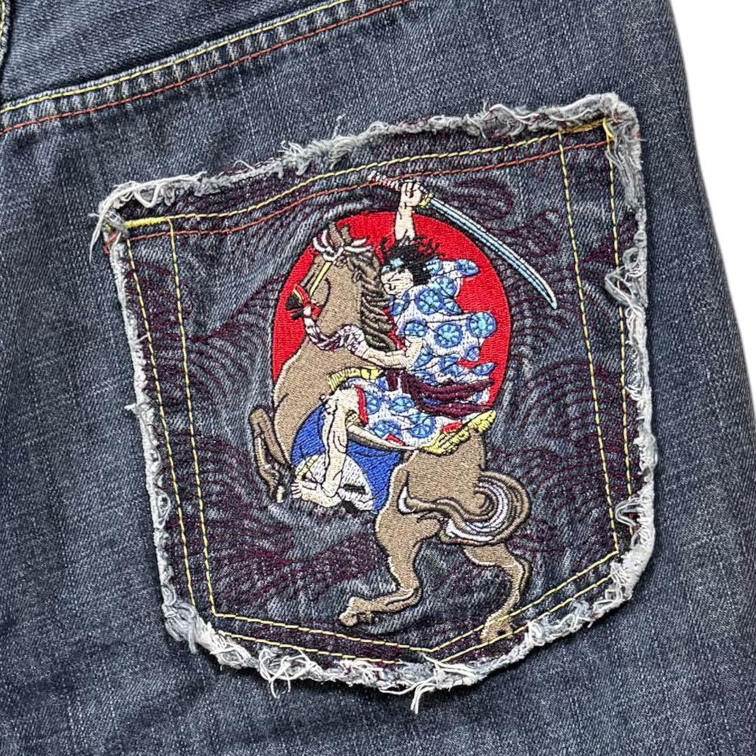 RED MONKEY COMPANY デニム ハーフパンツ ボタンフライ 刺繍