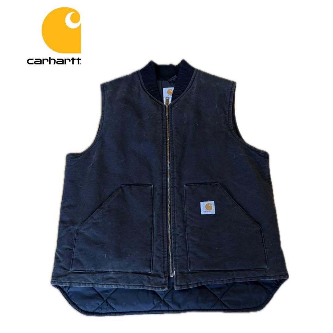 カーハート Carhartt ジップ アップ 裏地 キルティング ベスト 90s