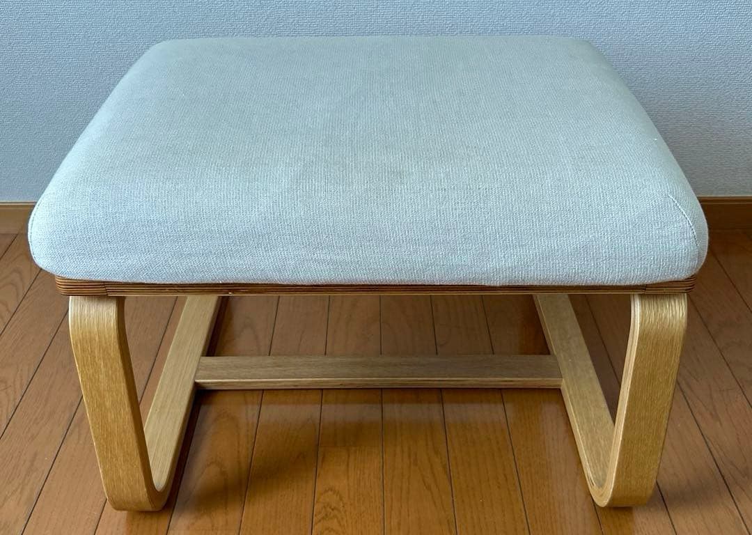 アイボリー ファブリック オットマン