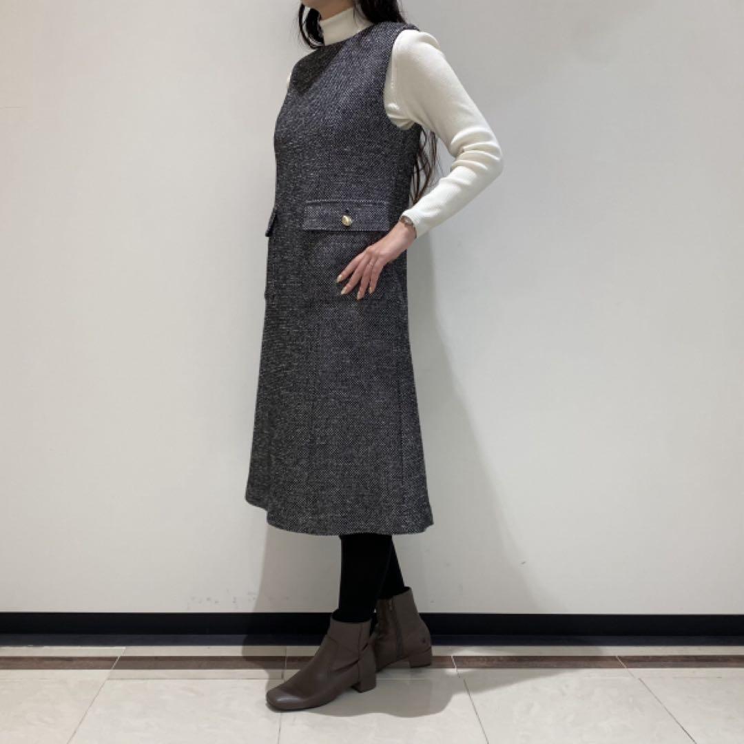 美品★M-premier★エムプルミエ★ツイードワンピース★黒★ジャンスカ