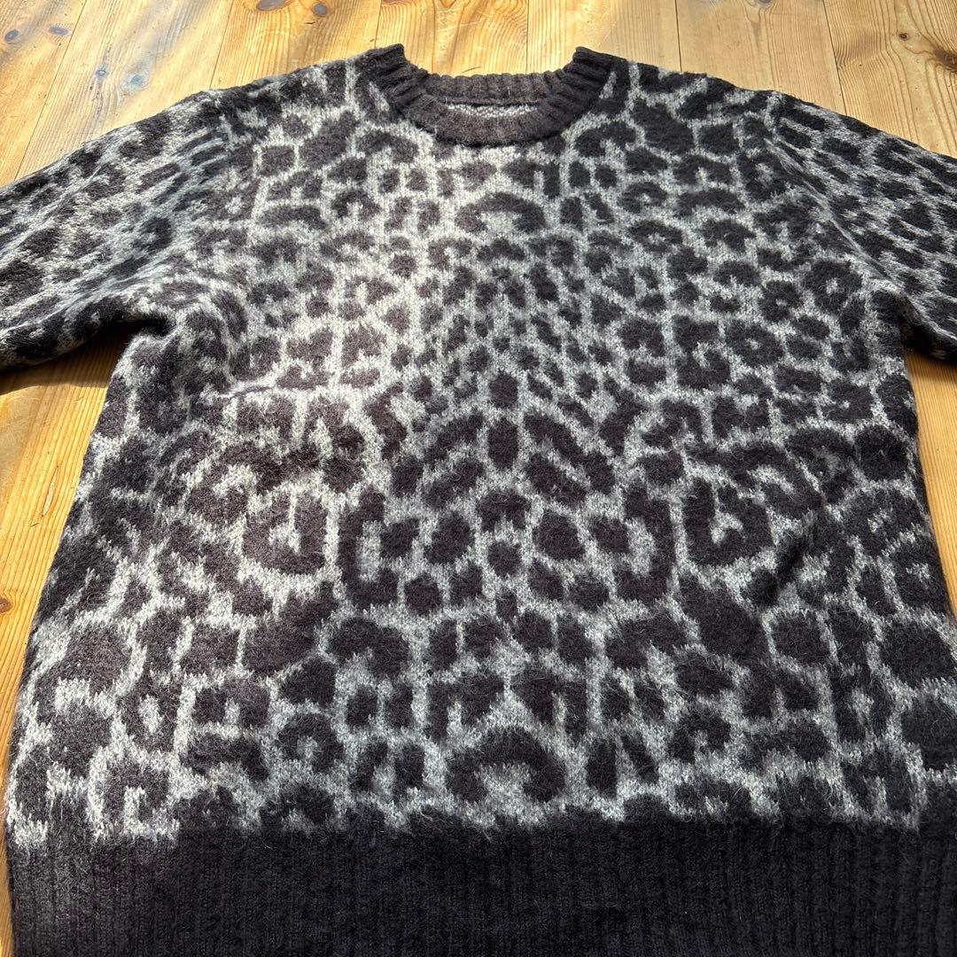 Schott モヘア ニット カーディガン シャギー レオパード アニマル柄