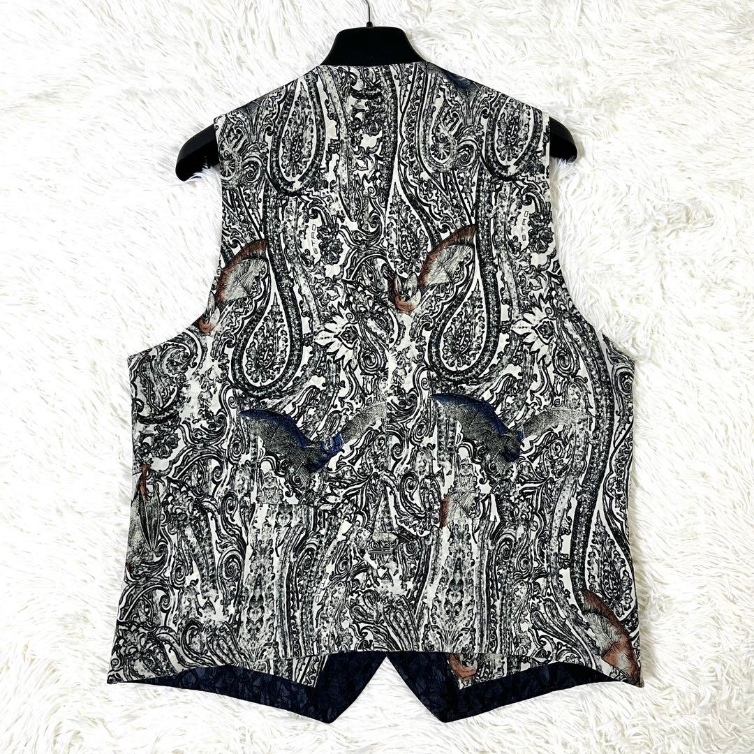 【希少】ETRO エトロ　ベスト ジレ 50 コウモリ　シルク　ダークネイビー