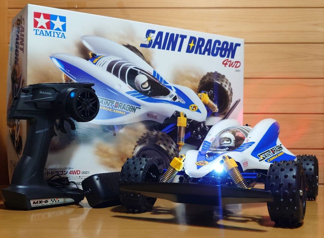 タミヤLEDセイントドラゴン＆三和プロポ＆バッテリー充電器・完成未走行品セット