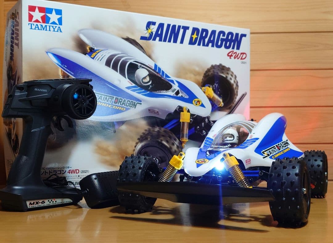 タミヤLEDセイントドラゴン＆三和プロポ＆バッテリー充電器・完成未走行品セット