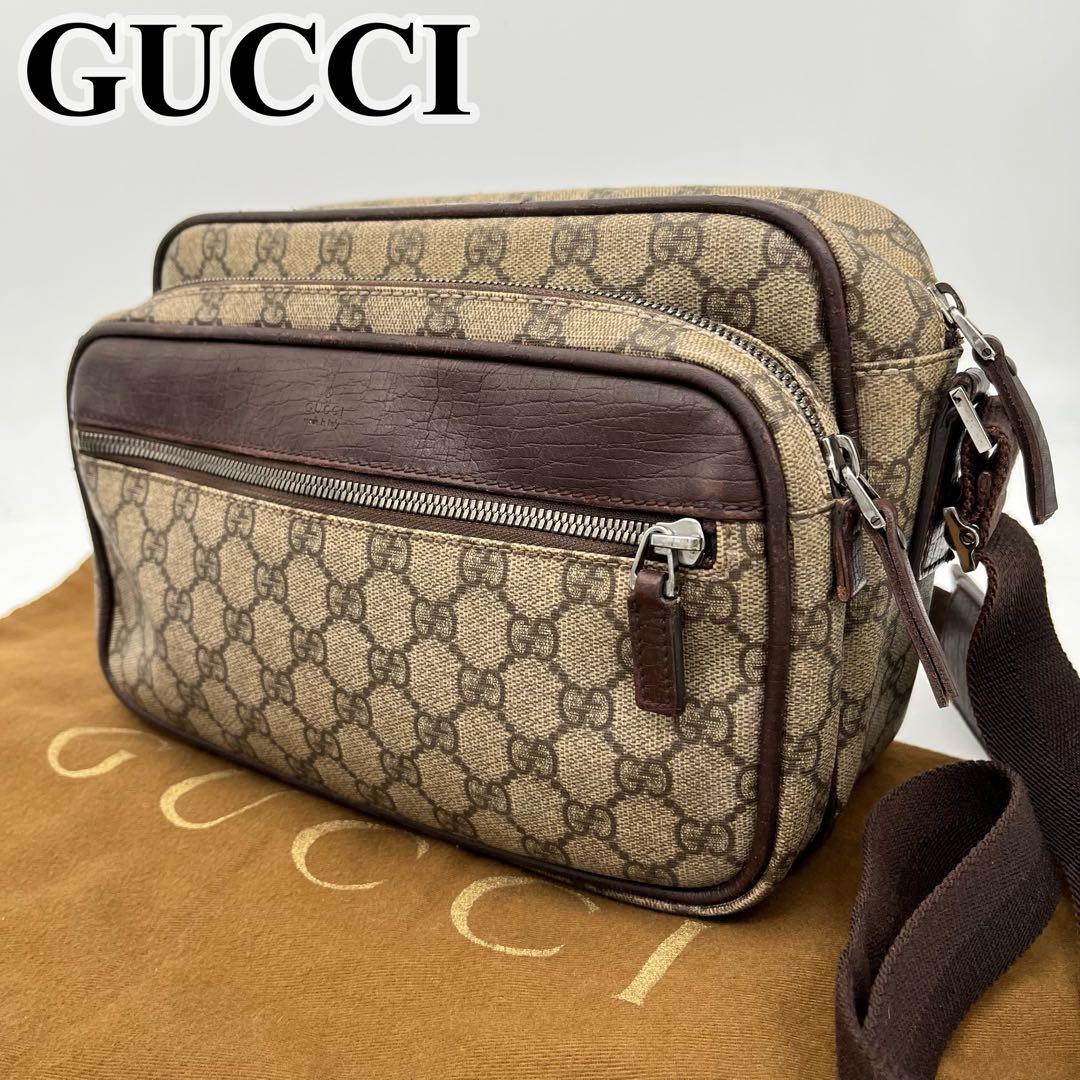 GUCCI ショルダーバッグ カメラバッグ GGスプリーム ロゴ型押し 男女可能