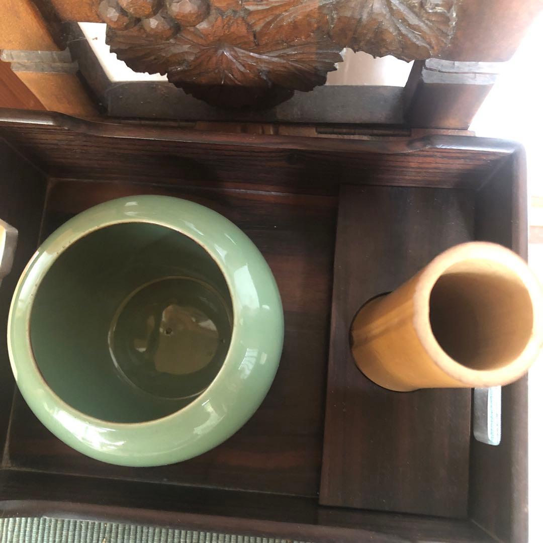 昔の煙草盆セット　茶道具　煙草盆　陶製　灰入れ蓋付き